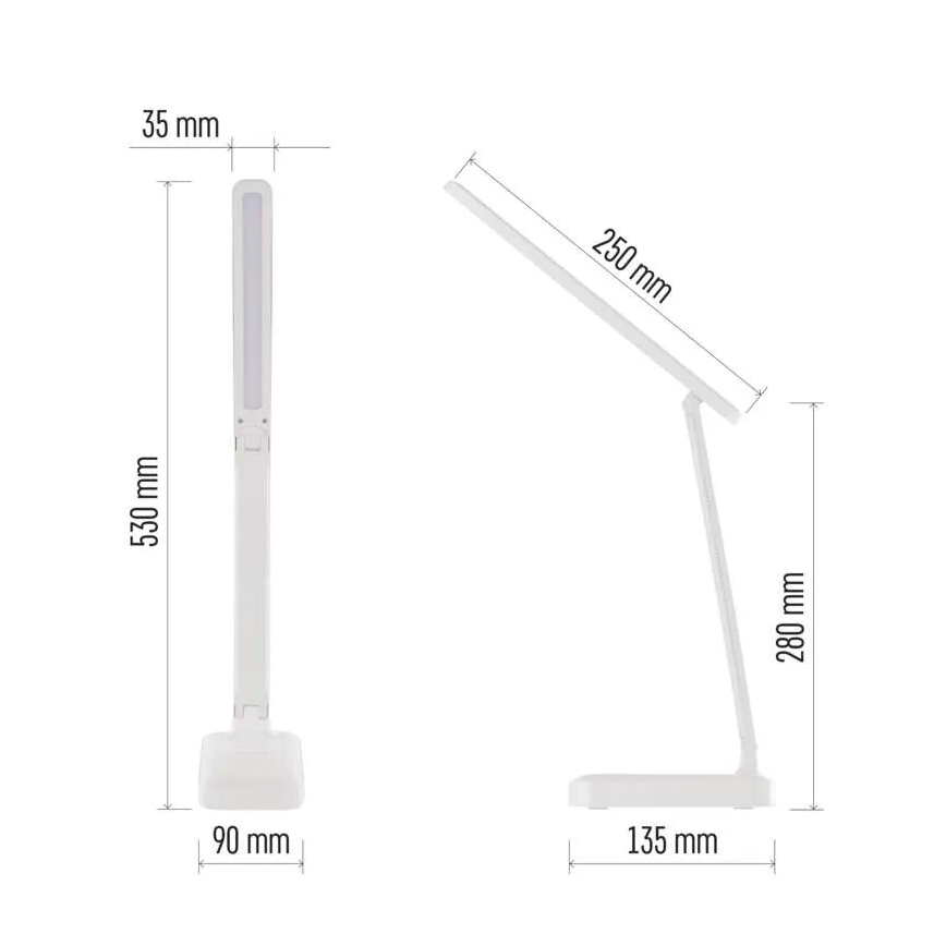 LED Himmennettävä ja ladattava pöytälamppu LED/5W/3,7V 3000K/4000K/6500K 800mAh valkoinen