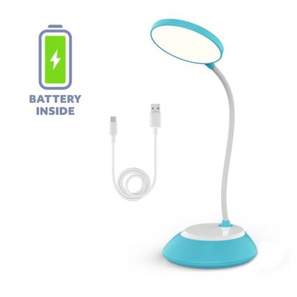 LED Himmennettävä ja ladattava pöytälamppu VISUA LED/5W/5V 3000-5000K 1200 mAh sininen