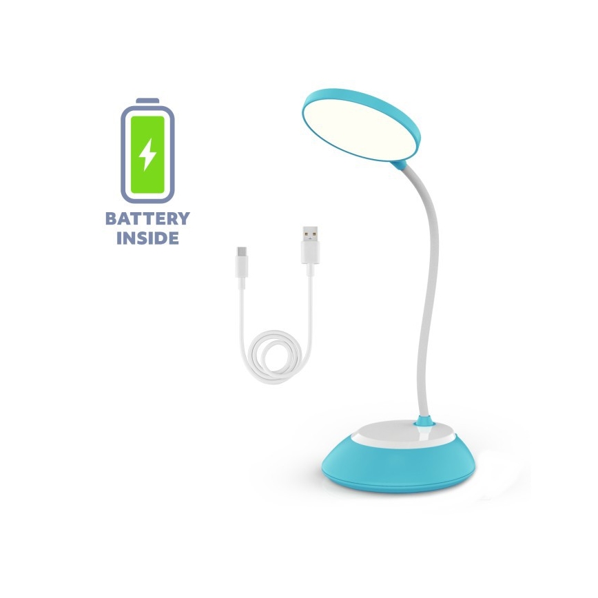 LED Himmennettävä ja ladattava pöytälamppu VISUA LED/5W/5V 3000-5000K 1200 mAh sininen