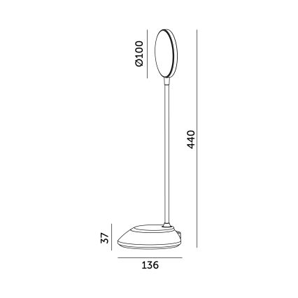 LED Himmennettävä ja ladattava pöytälamppu VISUA LED/5W/5V 3000-5000K 1200 mAh harmaa