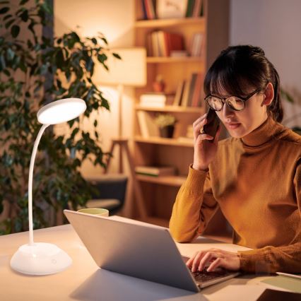 LED Himmennettävä ja ladattava pöytälamppu VISUA LED/5W/5V 3000-5000K 1200 mAh valkoinen