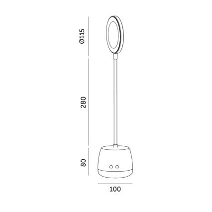 LED Himmennettävä joustava ladattava pöytävalaisin LUSIA LED/5W/5V 3000/4000K 1200 mAh musta