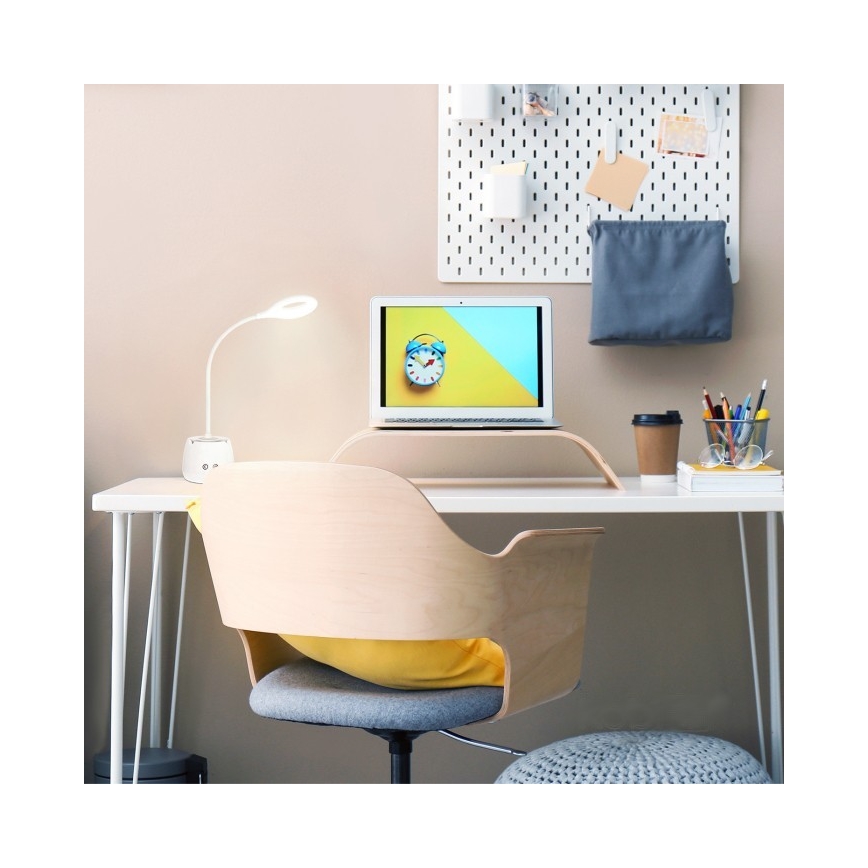 LED Himmennettävä joustava ladattava pöytävalaisin LUSIA LED/5W/5V 3000/4000K 1200 mAh valkoinen