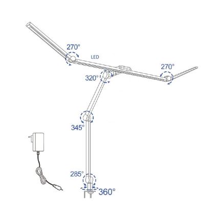 LED himmennettävä kosketusohjattu joustava pöytävalaisin POINTIQ LED/36W/230V 3000-6500K CRI 92 musta