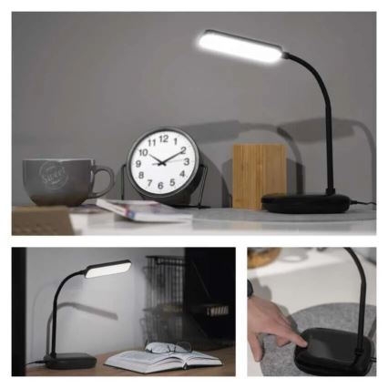 LED Himmennettävä joustava pöytävalaisin LED/12W/230V 3000K/4000K/6500K musta