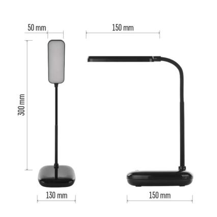 LED Himmennettävä joustava pöytävalaisin LED/12W/230V 3000K/4000K/6500K musta