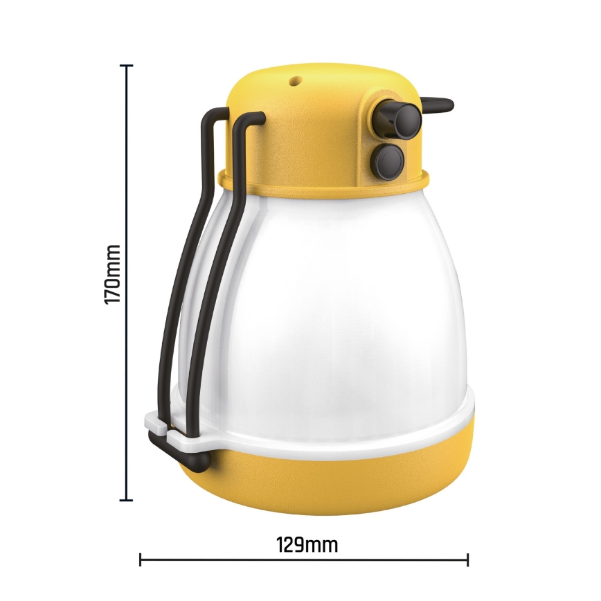 Himmennettävä kannettava ladattava LED-lamppu powerbank-toiminnolla LUMINA MINIO LED/5V 1800 mAh IP44 keltainen
