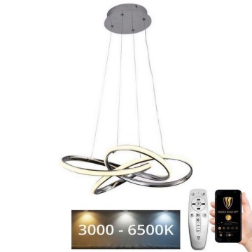 LED himmennettävä kattokruunu johdolla LED/65W/230V 3000-6500K halkaisija 48 cm harmaa + kaukosäädin