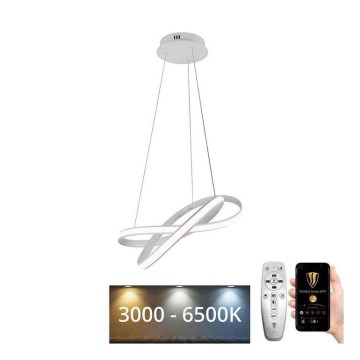 LED himmennettävä kattokruunu johdolla LED/70W/230V 3000-6500K halkaisija 55 cm valkoinen + kaukosäädin