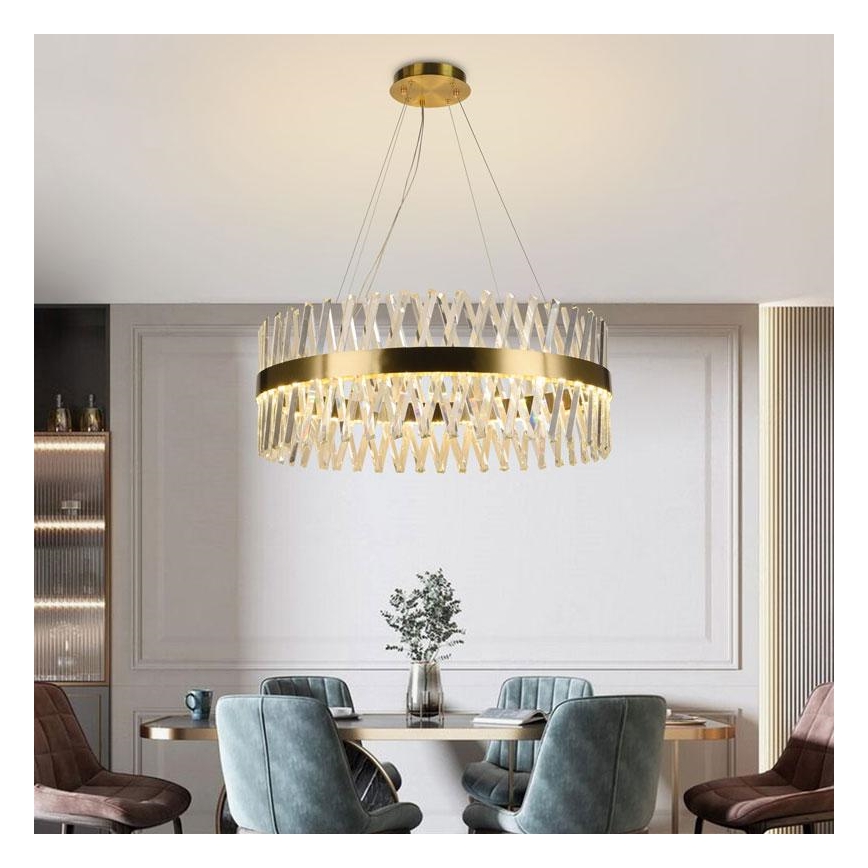 LED himmennettävä kristallikruunu johdolla LED/110W/230V 3000-6500K kulta + kaukosäädin