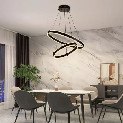 LED himmennettävä kattokruunu johdolla LED/140W/230V 3000-6500K halkaisija 60 cm + kaukosäädin