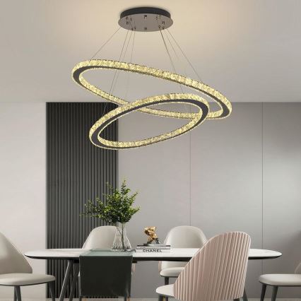 LED himmennettävä kristallikruunu johdolla LED/160W/230V 3000-6500K hopea + kaukosäädin