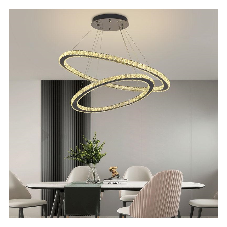 LED himmennettävä kristallikruunu johdolla LED/160W/230V 3000-6500K hopea + kaukosäädin