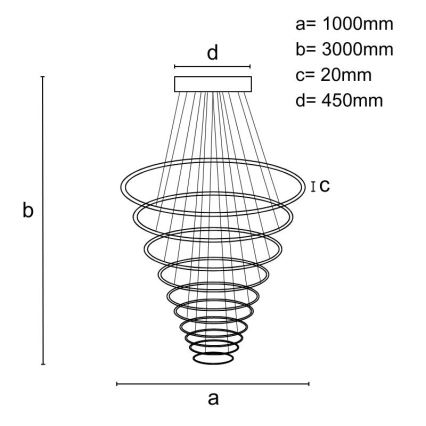 LED himmennettävä kattokruunu johdolla LED/365W/230V 3000-6500K halkaisija 100 cm + kaukosäädin