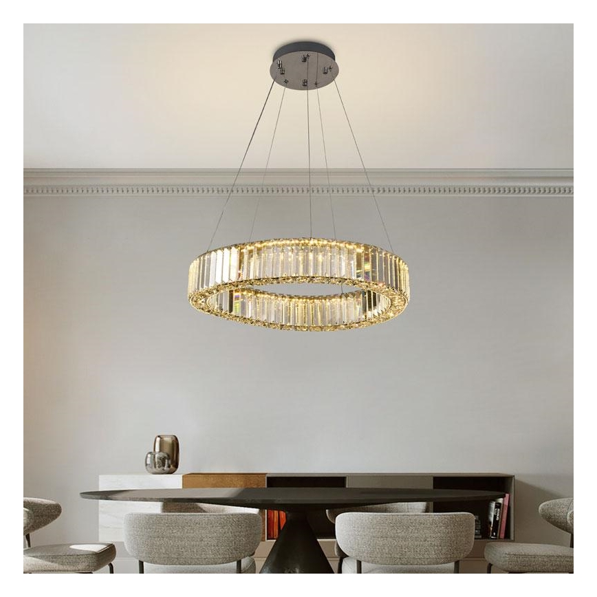 LED himmennettävä kristallikruunu johdolla LED/40W/230V 3000-6500K kiiltävä kromi + kaukosäädin