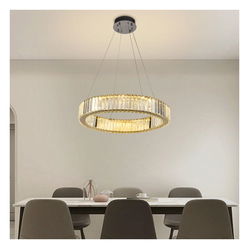 LED himmennettävä kristallikruunu johdolla LED/40W/230V 3000-6500K kiiltävä kromi + kaukosäädin