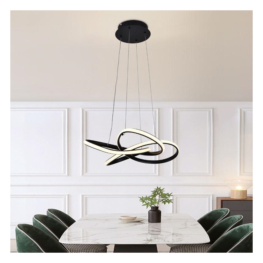 LED himmennettävä kattokruunu johdolla LED/40W/230V 3000-6500K halkaisija 48 cm musta + kaukosäädin