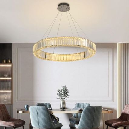 LED himmennettävä kristallikruunu johdolla LED/50W/230V 3000-6500K kiiltävä kromi + kaukosäädin