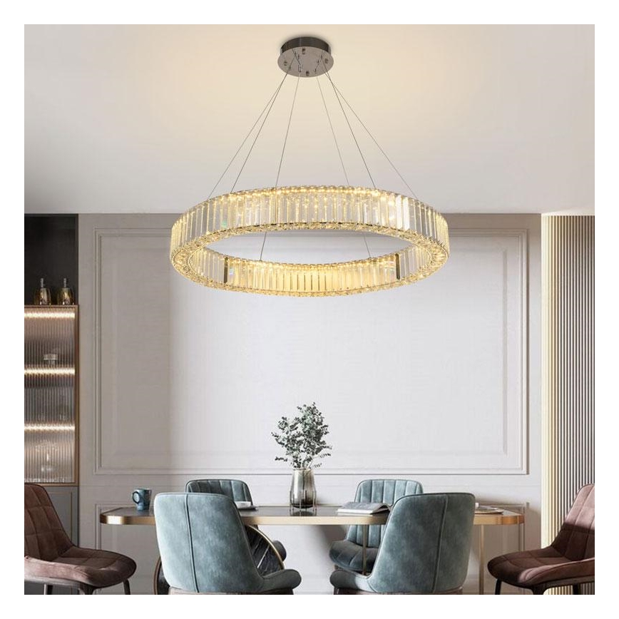 LED himmennettävä kristallikruunu johdolla LED/50W/230V 3000-6500K kiiltävä kromi + kaukosäädin