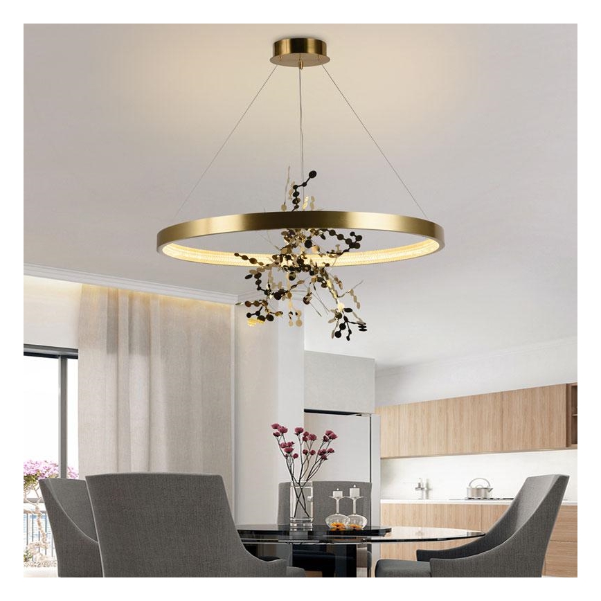 LED himmennettävä kattokruunu johdolla LED/55W/230V 3000-6500K kulta + kaukosäädin