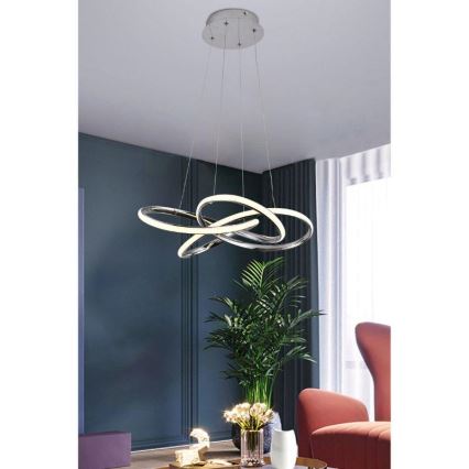 LED himmennettävä kattokruunu johdolla LED/65W/230V 3000-6500K halkaisija 48 cm harmaa + kaukosäädin