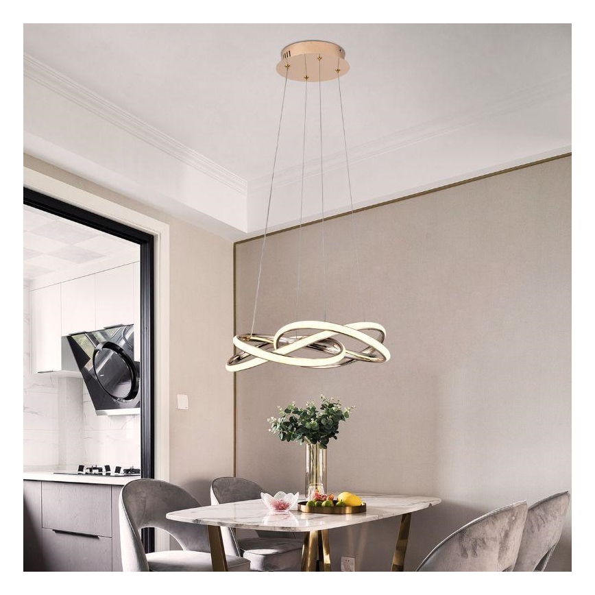 LED himmennettävä kattokruunu johdolla LED/65W/230V 3000-6500K halkaisija 48 cm kulta + kaukosäädin