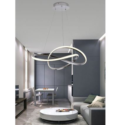 LED himmennettävä kattokruunu johdolla LED/70W/230V 3000-6500K halkaisija 60 cm kiiltävä kromi + kaukosäädin