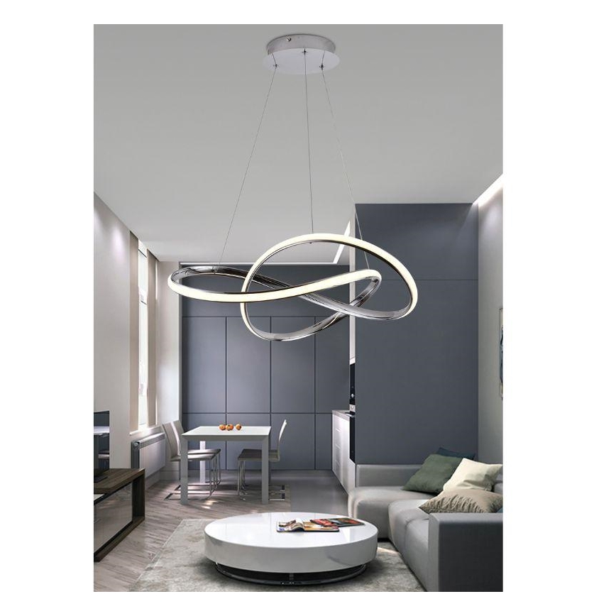 LED himmennettävä kattokruunu johdolla LED/70W/230V 3000-6500K halkaisija 60 cm kiiltävä kromi + kaukosäädin