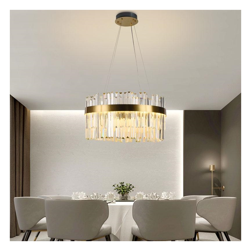 LED himmennettävä kristallikruunu johdolla LED/70W/230V 3000-6500K kulta + kaukosäädin