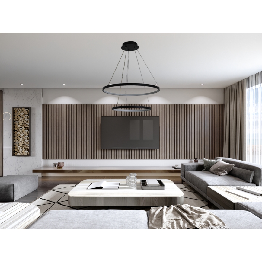 LED himmennettävä kattokruunu johdolla LED/75W/230V 3000-6500K halkaisija 60 cm + kaukosäädin