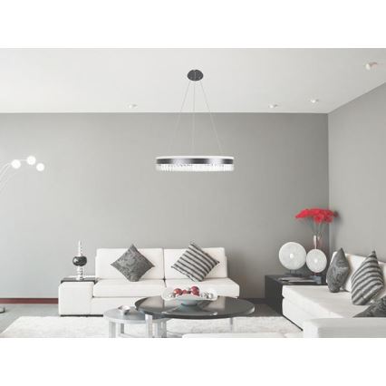LED himmennettävä kristallikruunu köydellä LED/80W/230V 3000-6500K musta + kaukosäädin