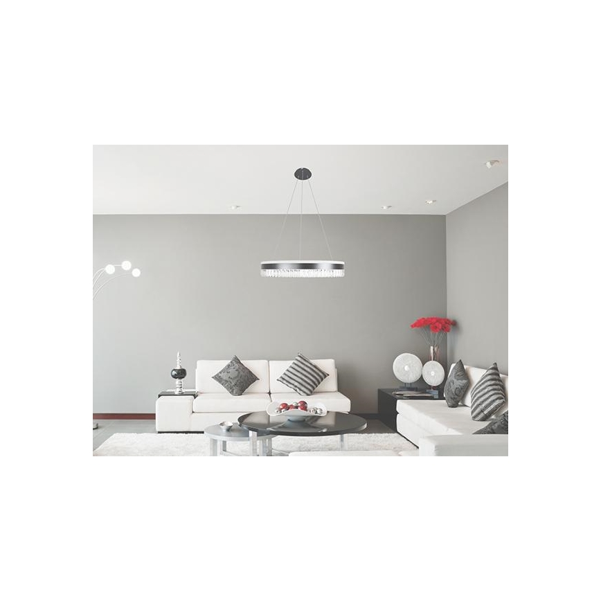 LED himmennettävä kristallikruunu köydellä LED/80W/230V 3000-6500K musta + kaukosäädin