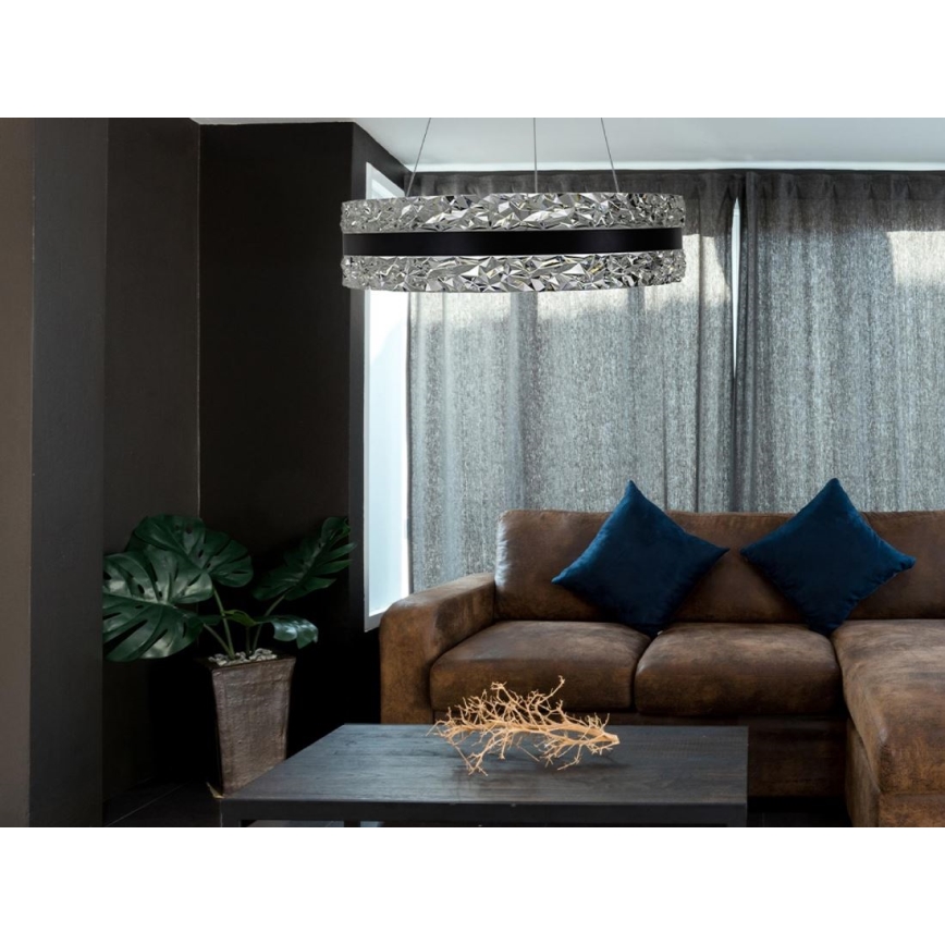 LED himmennettävä kristallikruunu köydellä LED/80W/230V 3000-6500K musta + kaukosäädin