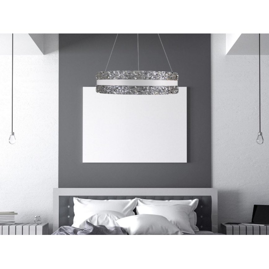 LED himmennettävä kristallikruunu köydellä LED/80W/230V 3000-6500K valkoinen + kaukosäädin