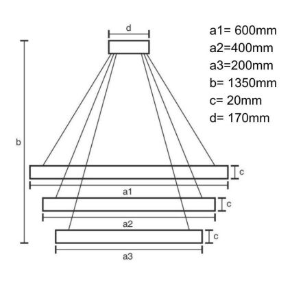 LED himmennettävä kattokruunu johdolla LED/90W/230V 3000-6500K halkaisija 60 cm + kaukosäädin