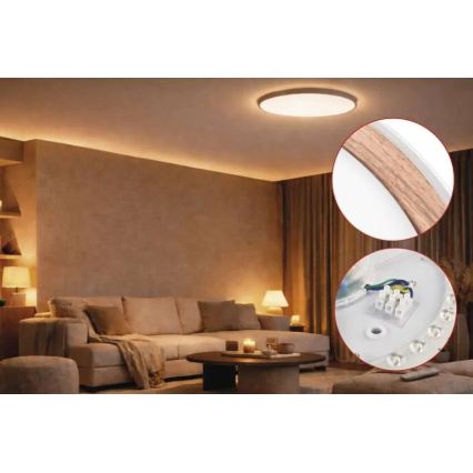 LED-himennettävä kattovalaisin ILVI LED/30W/230V 2700-6500K halkaisija 40 cm valkoinen/beige + kaukosäädin