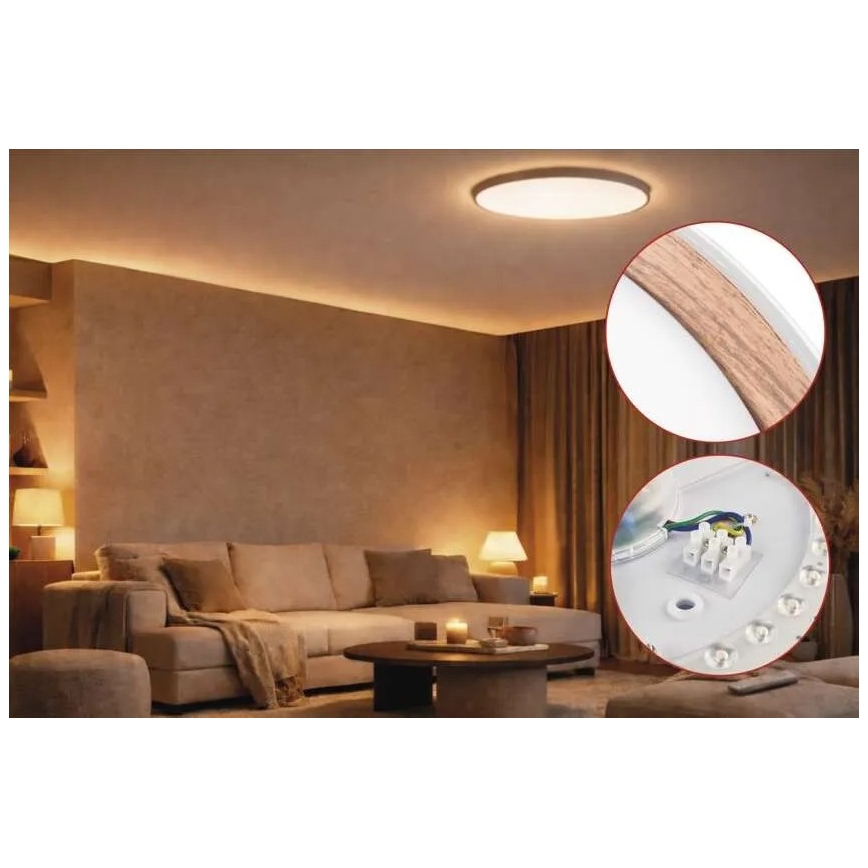 LED-himennettävä kattovalaisin ILVI LED/30W/230V 2700-6500K halkaisija 40 cm valkoinen/beige + kaukosäädin
