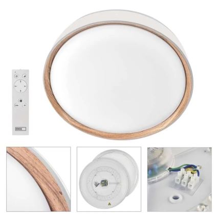 LED-himennettävä kattovalaisin ILVI LED/30W/230V 2700-6500K halkaisija 40 cm valkoinen/beige + kaukosäädin