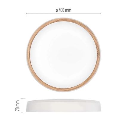 LED-himennettävä kattovalaisin ILVI LED/30W/230V 2700-6500K halkaisija 40 cm valkoinen/beige + kaukosäädin