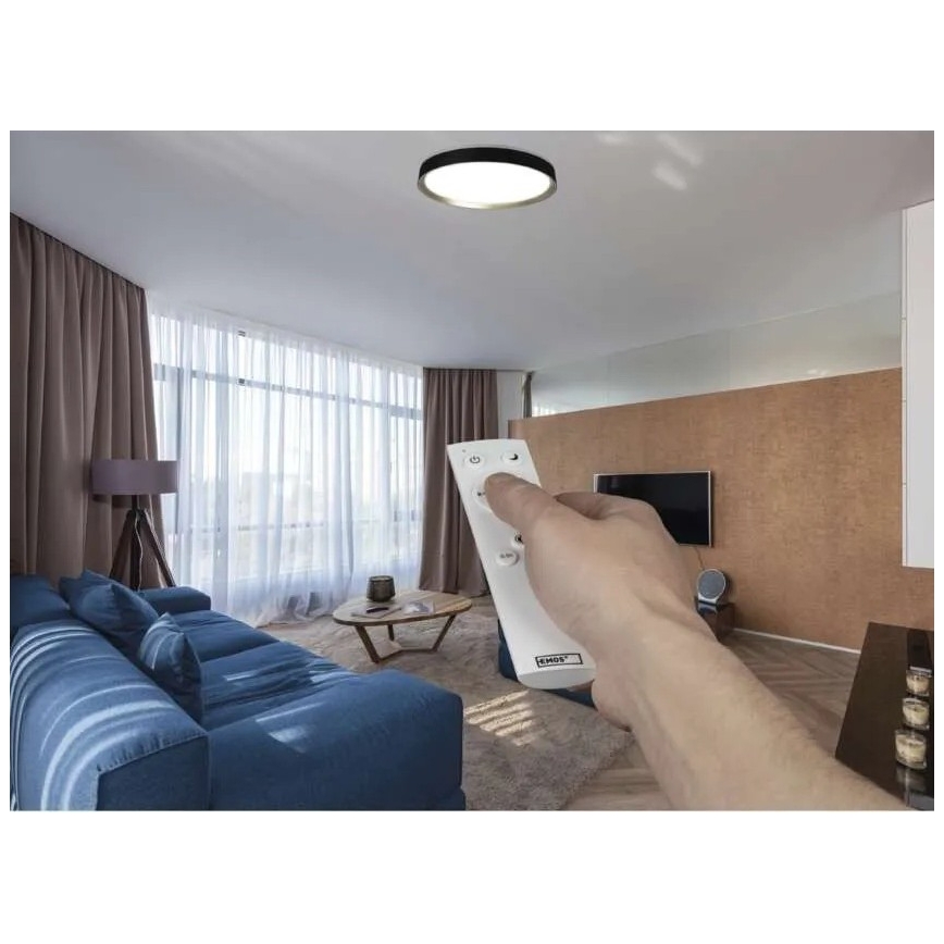 Himmennettävä LED-kattovalaisin ILVI LED/45W/230V 2700–6500K halkaisija 50 cm musta/messinki + kaukosäädin