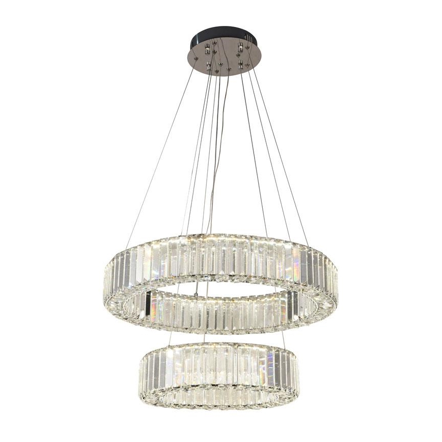 LED himmennettävä kristallikruunu köydellä LED/65W/230V 3000-6500K kiiltävä kromi + kaukosäädin