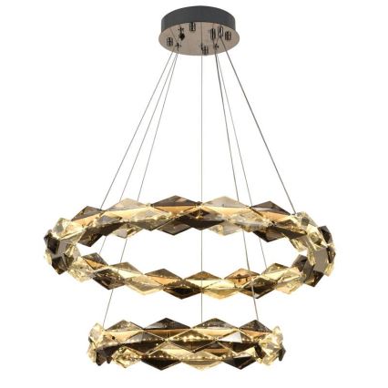 LED himmennettävä kristallikruunu köydellä LED/65W/230V 3000-6500K kiiltävä kromi + kaukosäädin