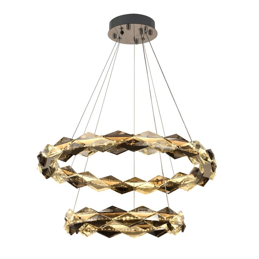 LED himmennettävä kristallikruunu köydellä LED/65W/230V 3000-6500K kiiltävä kromi + kaukosäädin