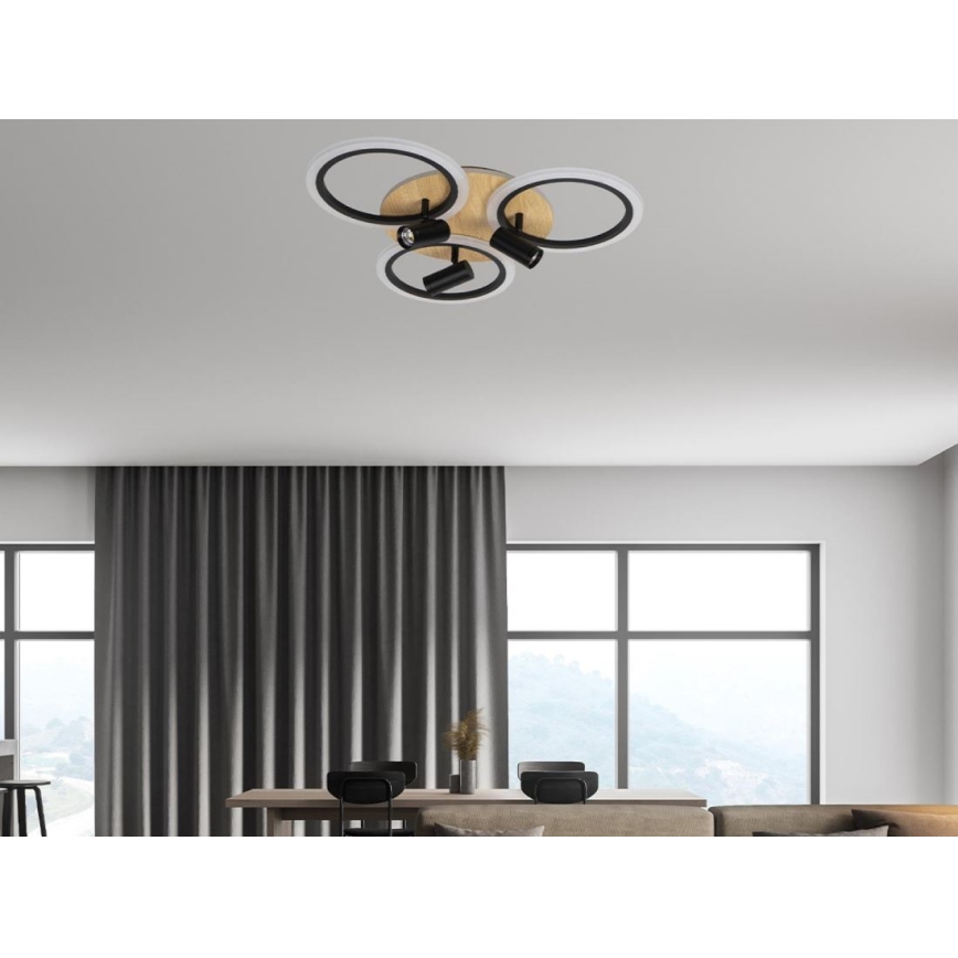 LED himmennettävä kattovalaisin LED/70W/230V 3000-6500K musta/ruskea + kaukosäädin