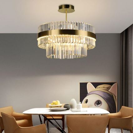 LED himmennettävä kristallikattokruunu tankoon LED/80W/230V 3000-6500K kulta + kaukosäädin