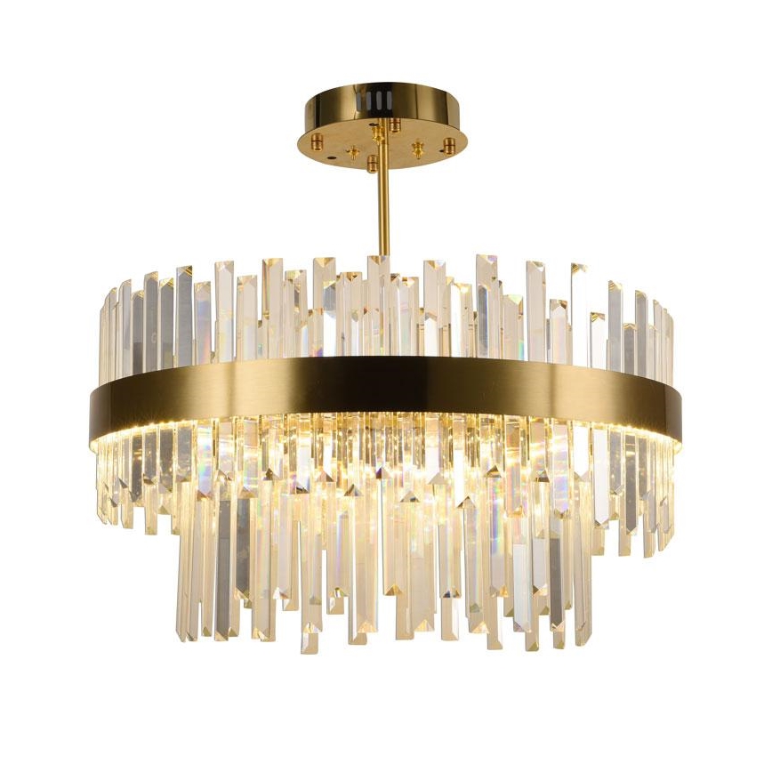 LED himmennettävä kristallikattokruunu tankoon LED/80W/230V 3000-6500K kulta + kaukosäädin