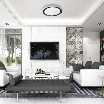 LED himmennettävä kattovalaisin OSCAR LED/45W/230V 3000-6000K musta + kaukosäädin