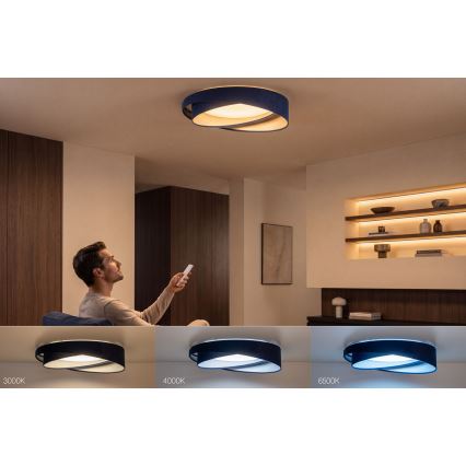 LED-himmennettävä kattovalaisin SMART GALAXY MODERN LED/24W/230V 3000–6500K Ø 55 cm sininen/hopea + kaukosäädin