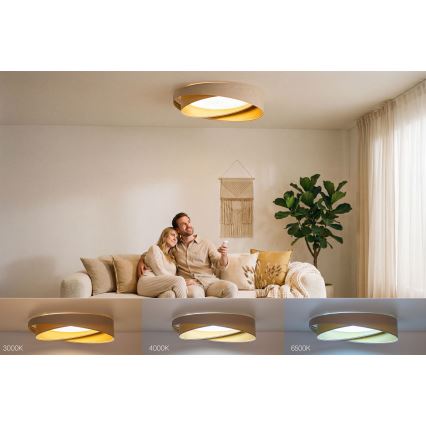Himennettävä LED-kattovalaisin SMART GALAXY MODERN LED/24W/230V 3000-6500K halkaisija 55 cm beige/kultainen + kaukosäädin