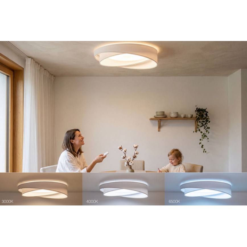 LED-himmennettävä kattovalaisin SMART GALAXY MODERN LED/24W/230V 3000–6500K Ø 55 cm valkoinen + kaukosäädin